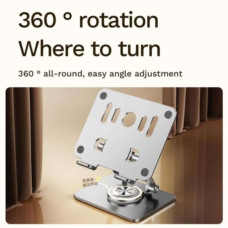 J58 Dual Rod Support Alloy Steel Foldable Rotating Tablet Holder(Silver)