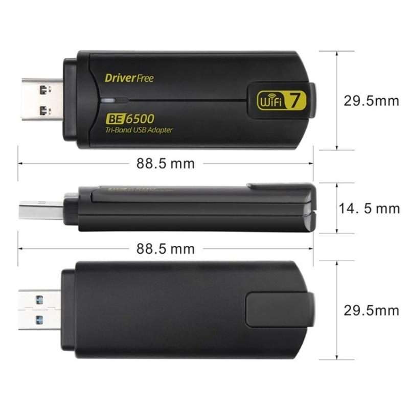BE6500 Wireless Network Card Driver Free 6500M Tri Band WiFi 7 USB 3.0 Adapter for PC