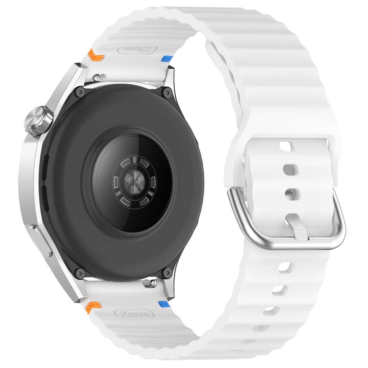 For Amazfit Active Wavy Grain Stitched 20mm Silicone Watch Band(White)