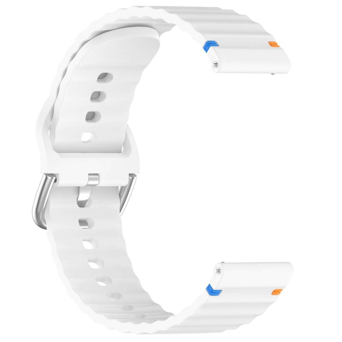 For Amazfit Active Wavy Grain Stitched 20mm Silicone Watch Band(White)