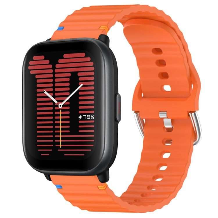 For Amazfit Active Wavy Grain Stitched 20mm Silicone Watch Band(Orange)