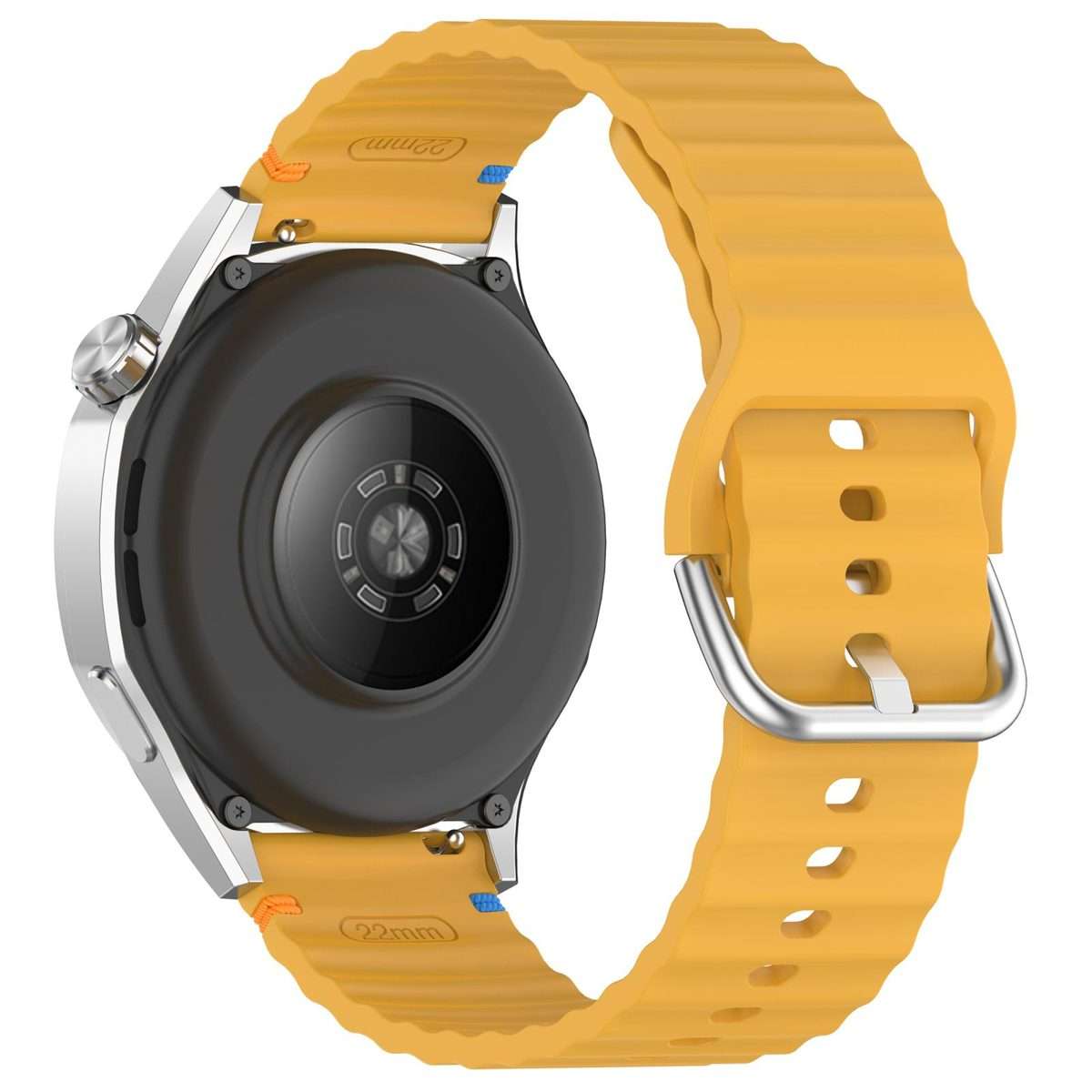 For Amazfit Active Wavy Grain Stitched 20mm Silicone Watch Band(Yellow)