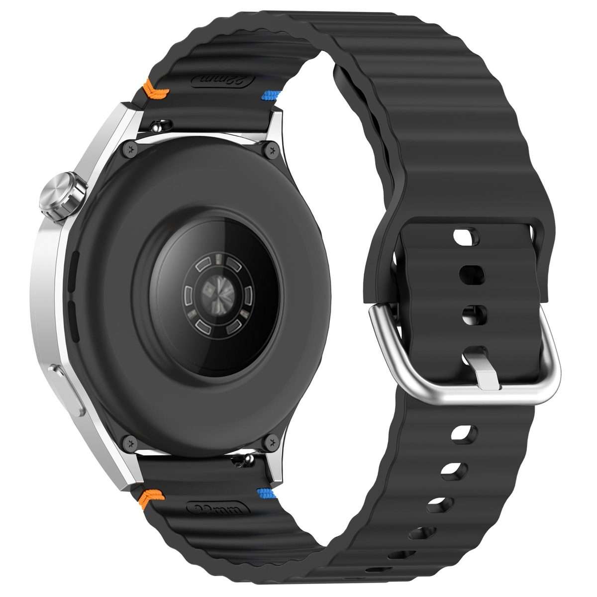 For Amazfit Active Wavy Grain Stitched 20mm Silicone Watch Band(Black)