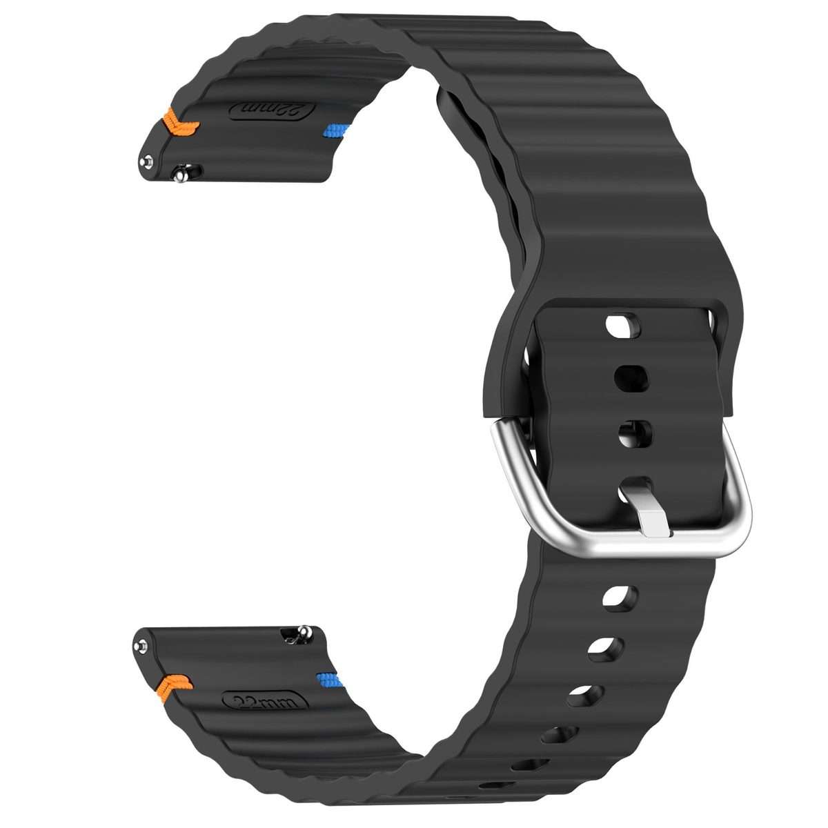 For Amazfit Active Wavy Grain Stitched 20mm Silicone Watch Band(Black)