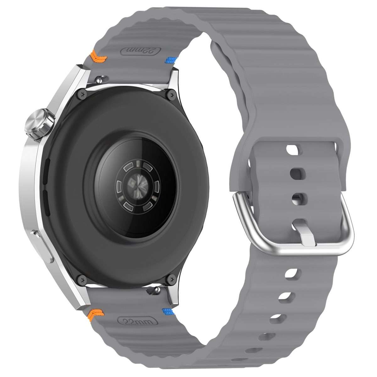 For Amazfit Active Wavy Grain Stitched 20mm Silicone Watch Band(Space Gray)