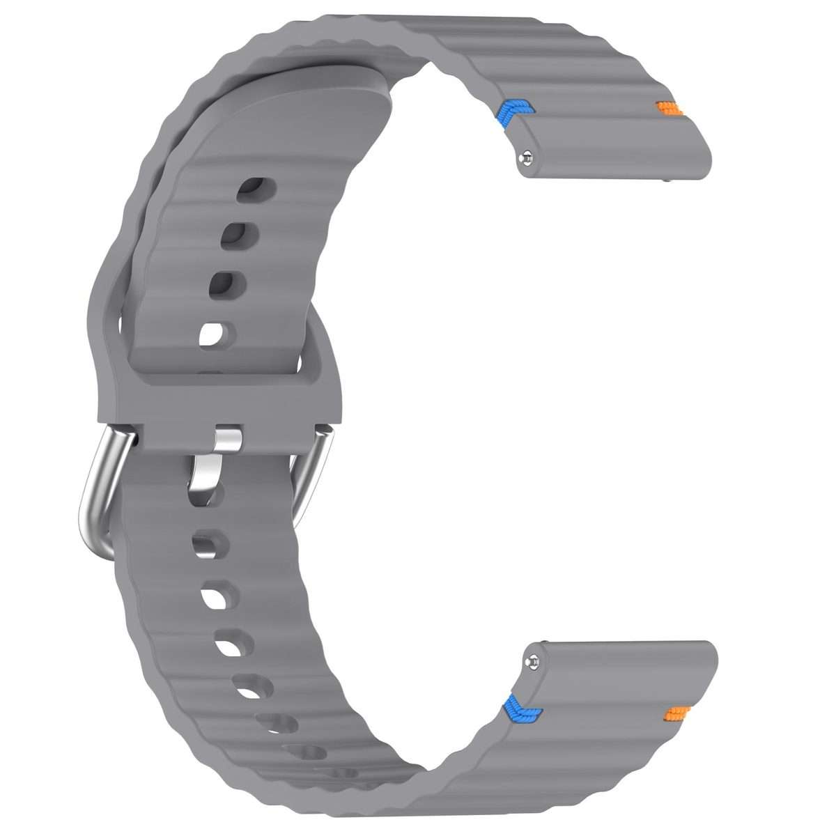 For Amazfit Active Wavy Grain Stitched 20mm Silicone Watch Band(Space Gray)