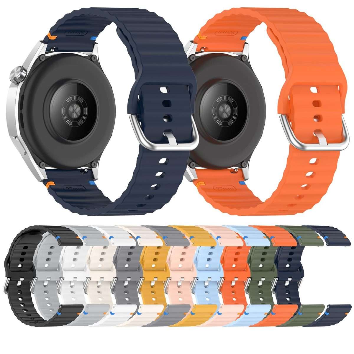 For Amazfit Active Wavy Grain Stitched 20mm Silicone Watch Band(Space Gray)