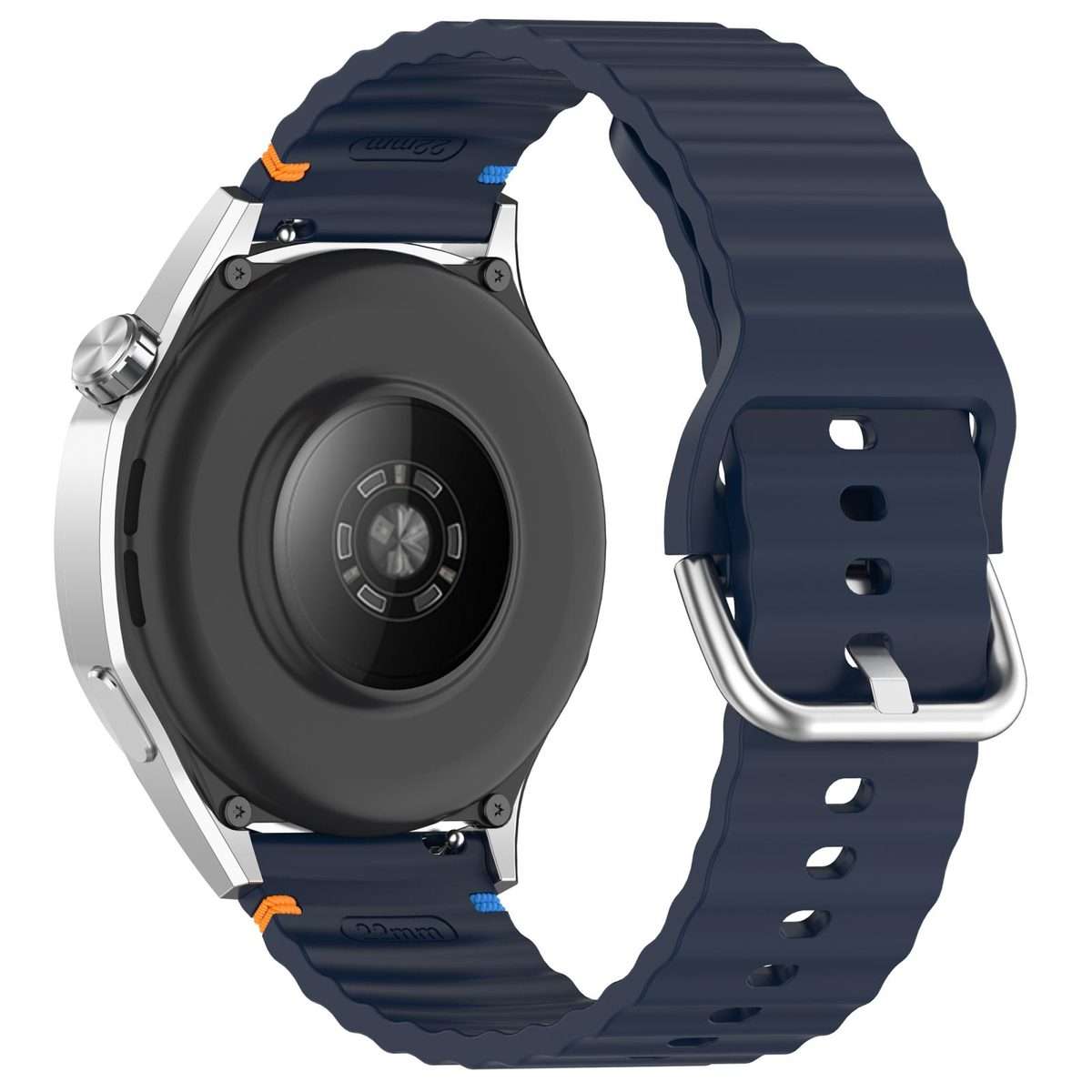 For Amazfit Active Wavy Grain Stitched 20mm Silicone Watch Band(Midnight Blue)