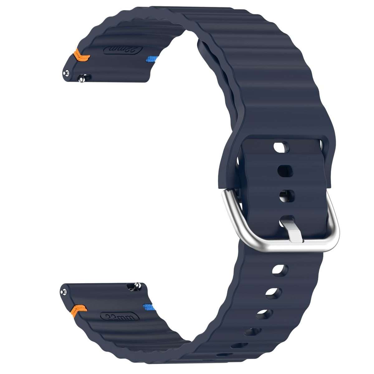 For Amazfit Active Wavy Grain Stitched 20mm Silicone Watch Band(Midnight Blue)