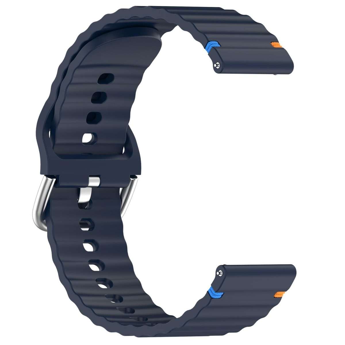 For Amazfit Active Wavy Grain Stitched 20mm Silicone Watch Band(Midnight Blue)