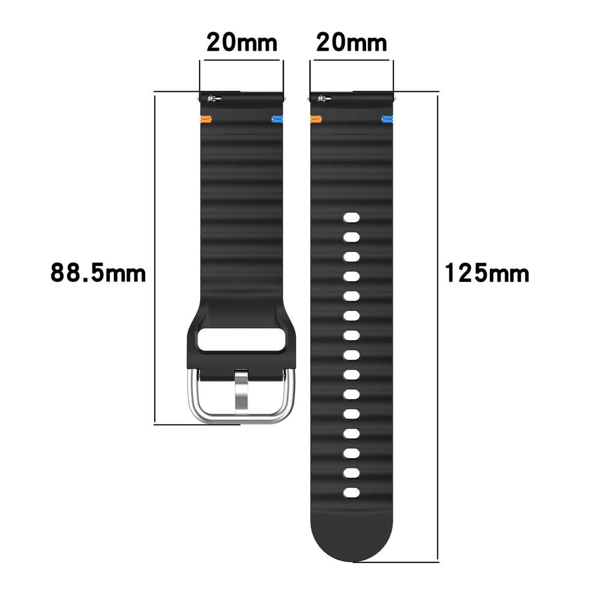 For Amazfit Active Wavy Grain Stitched 20mm Silicone Watch Band(Midnight Blue)