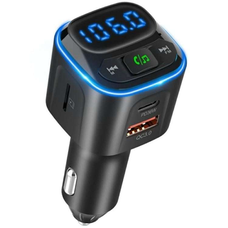 BC80 Hands-Free Calling Voltage Display Adapter Car Charger Bluetooth-Compatible MP3 Player