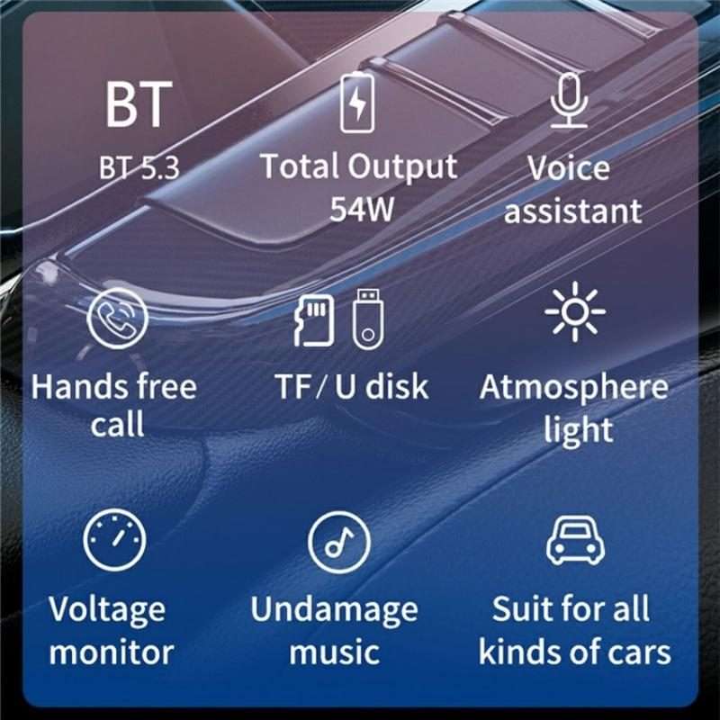 BC80 Hands-Free Calling Voltage Display Adapter Car Charger Bluetooth-Compatible MP3 Player
