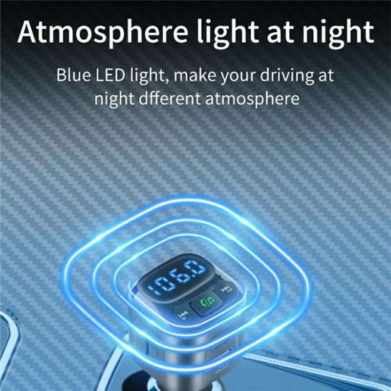BC80 Hands-Free Calling Voltage Display Adapter Car Charger Bluetooth-Compatible MP3 Player