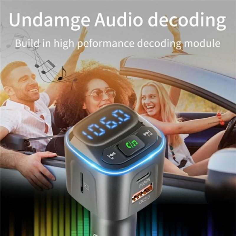 BC80 Hands-Free Calling Voltage Display Adapter Car Charger Bluetooth-Compatible MP3 Player