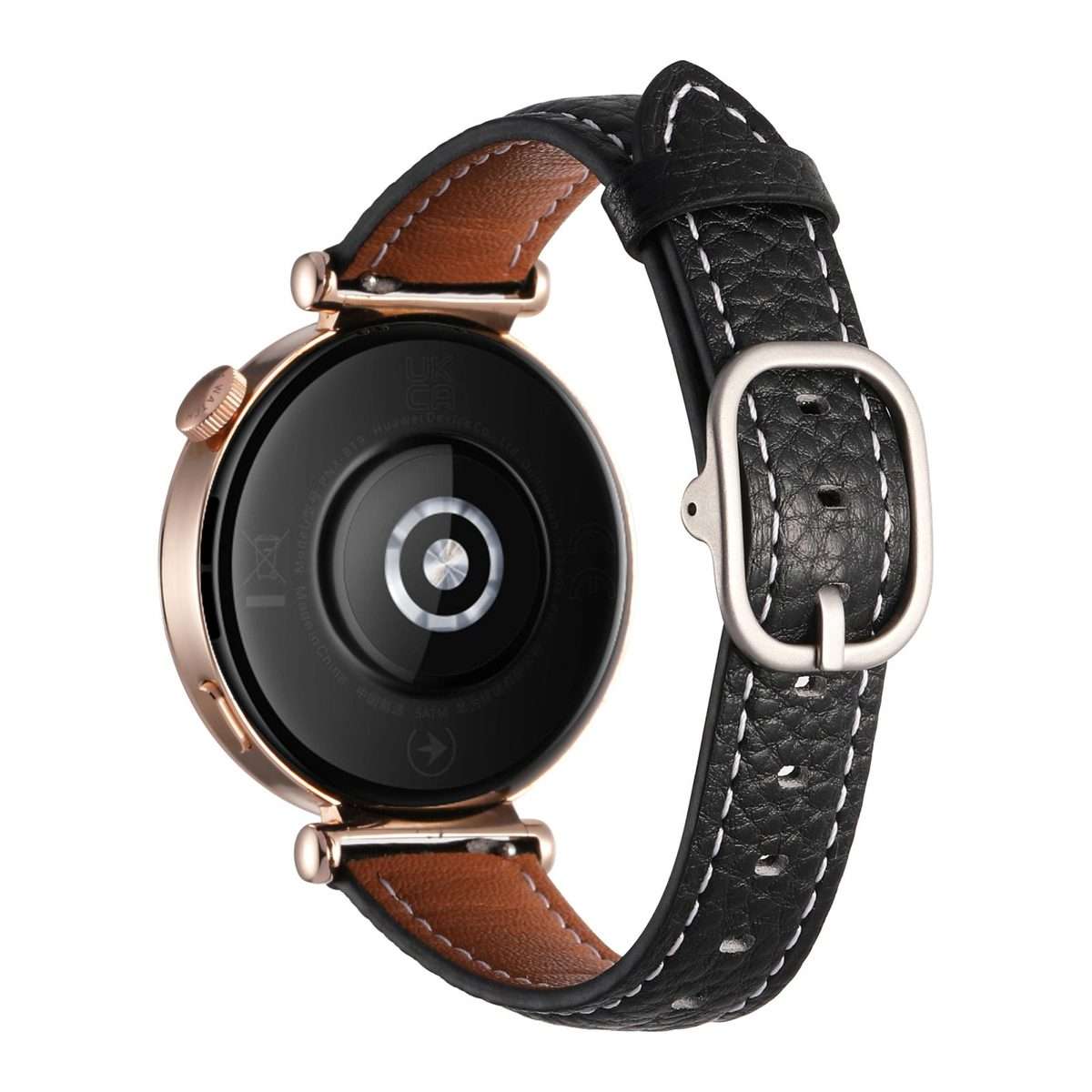 18mm Litchi Texture Square Buckle Genuine Leather Watch Band(Black)