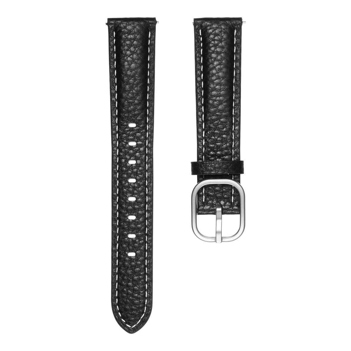 18mm Litchi Texture Square Buckle Genuine Leather Watch Band(Black)