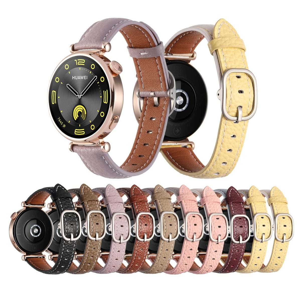 18mm Litchi Texture Square Buckle Genuine Leather Watch Band(Black)