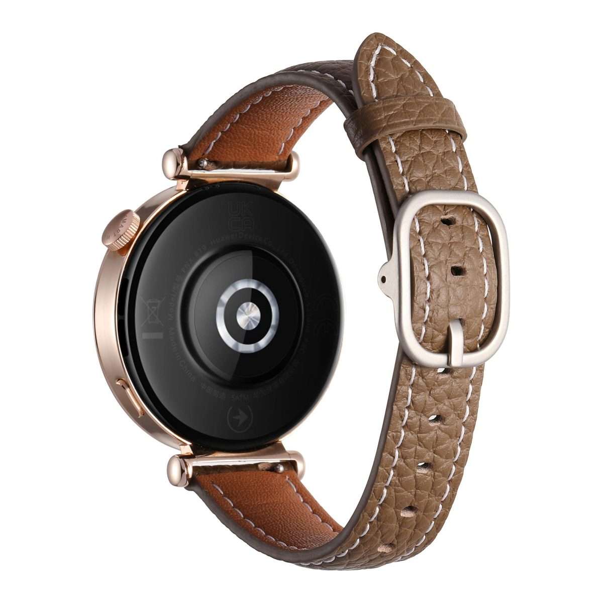 18mm Litchi Texture Square Buckle Genuine Leather Watch Band(Dark Brown)