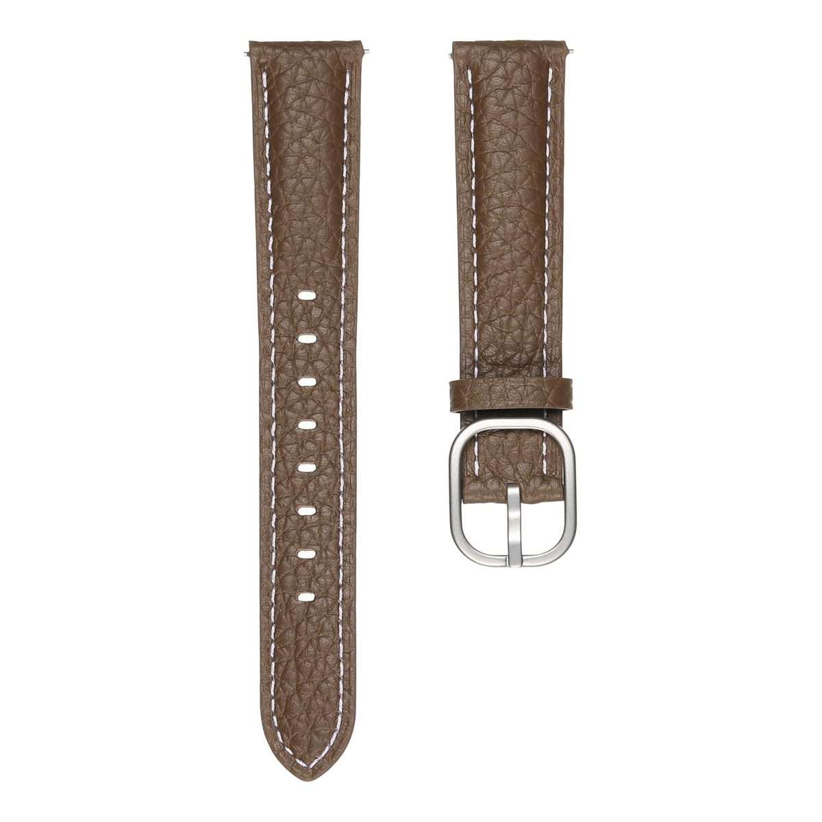 18mm Litchi Texture Square Buckle Genuine Leather Watch Band(Dark Brown)