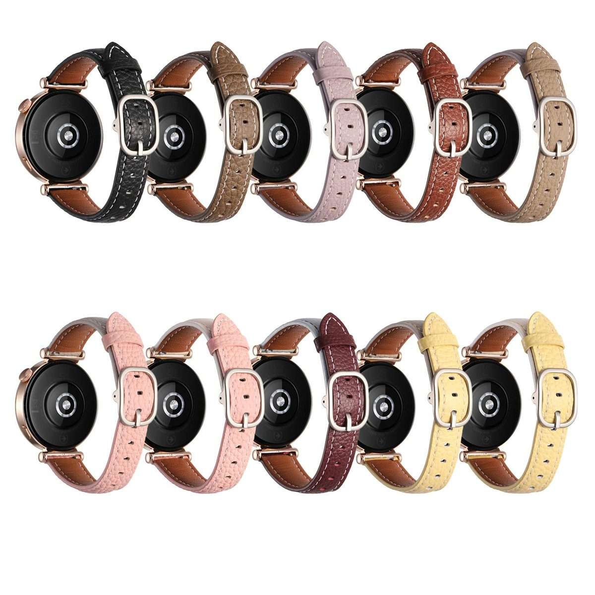 18mm Litchi Texture Square Buckle Genuine Leather Watch Band(Dark Brown)