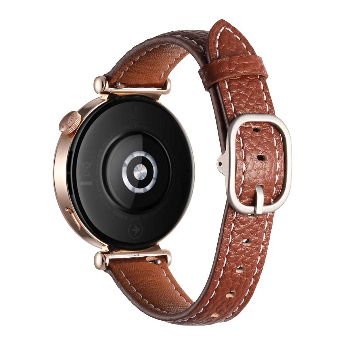 18mm Litchi Texture Square Buckle Genuine Leather Watch Band(Brown)