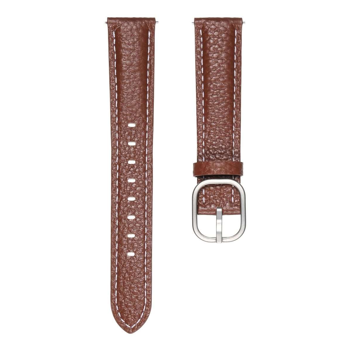 18mm Litchi Texture Square Buckle Genuine Leather Watch Band(Brown)
