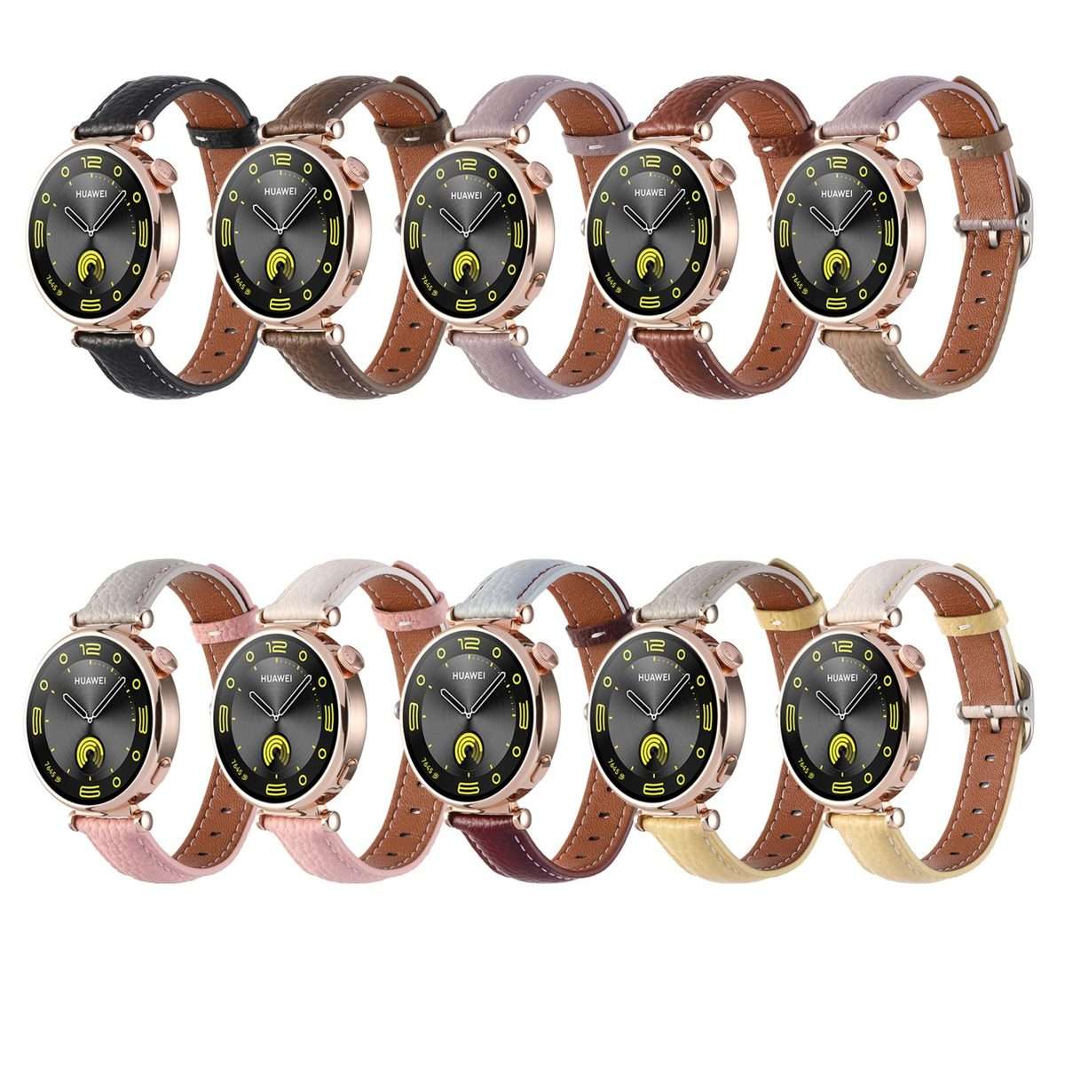 18mm Litchi Texture Square Buckle Genuine Leather Watch Band(Brown)