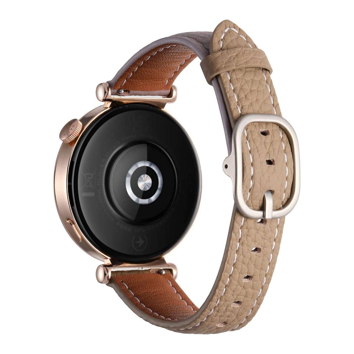 18mm Litchi Texture Square Buckle Genuine Leather Watch Band(Purple+Brown)