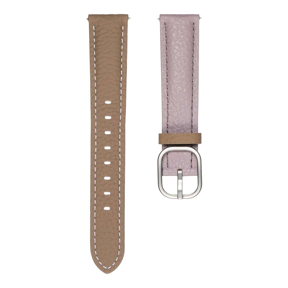 18mm Litchi Texture Square Buckle Genuine Leather Watch Band(Purple+Brown)