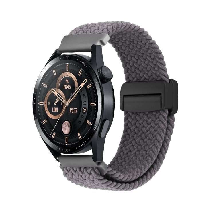 22mm Magnetic Buckle Nylon Braided Watch Band(Gray)