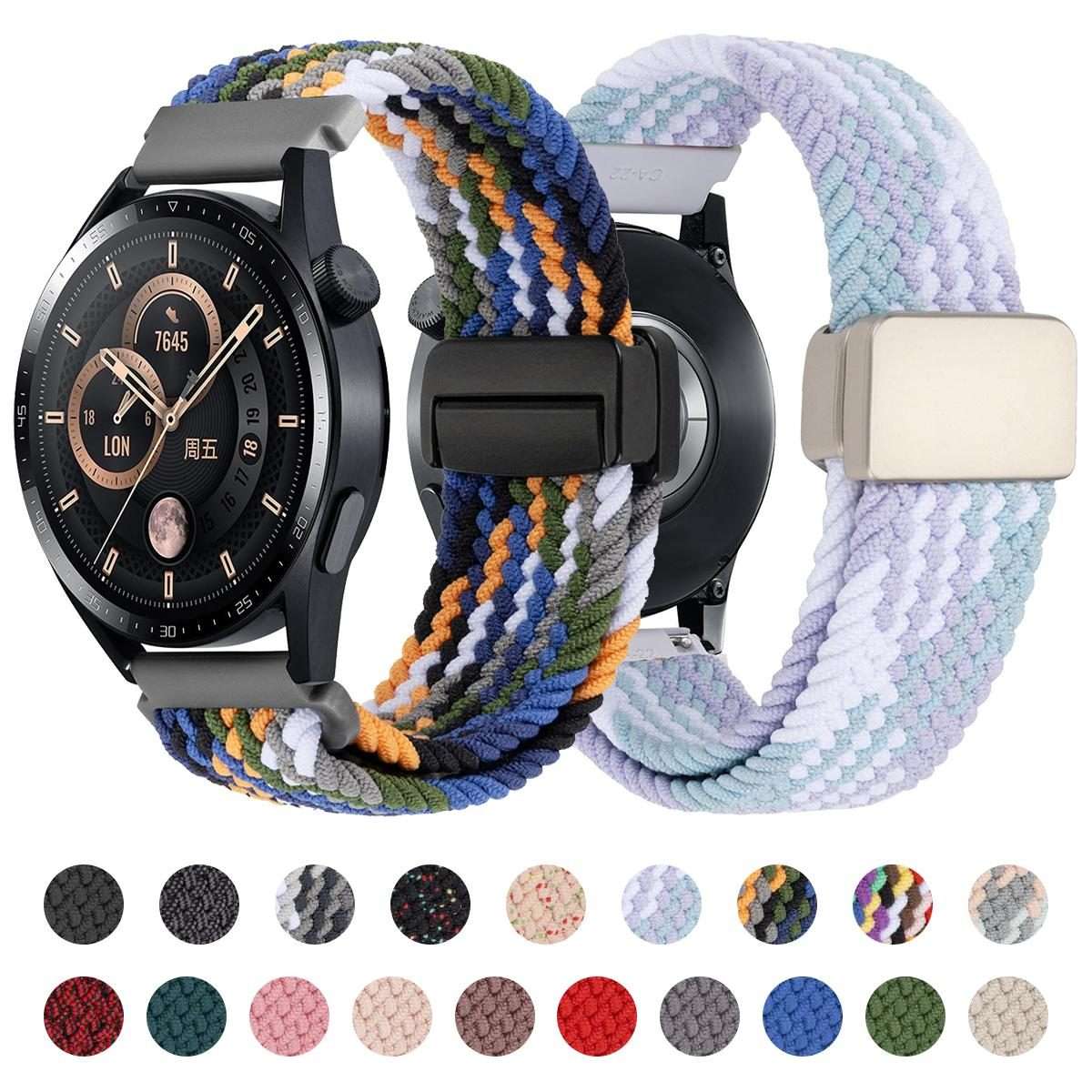 22mm Magnetic Buckle Nylon Braided Watch Band(Gray)