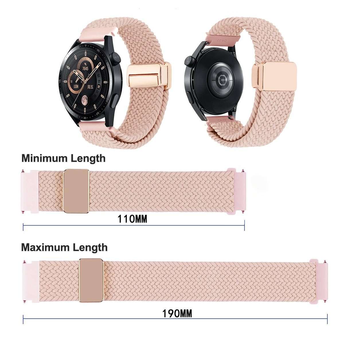 22mm Magnetic Buckle Nylon Braided Watch Band(Gray)