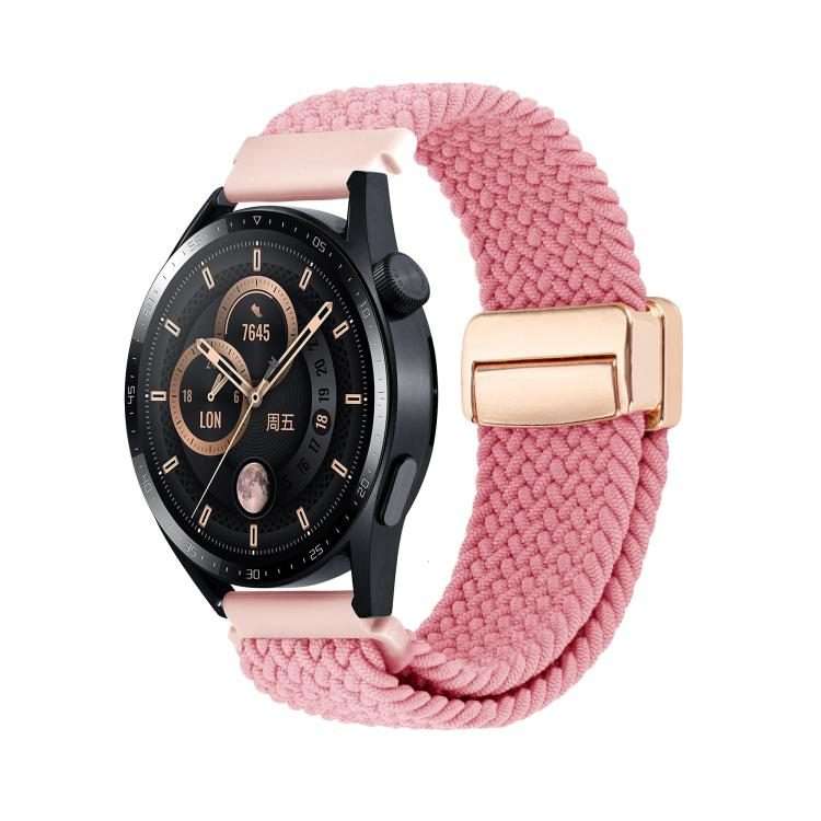 22mm Magnetic Buckle Nylon Braided Watch Band(Pink)
