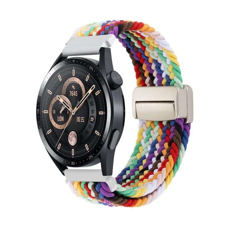 22mm Magnetic Buckle Nylon Braided Watch Band(Rainbow Color)