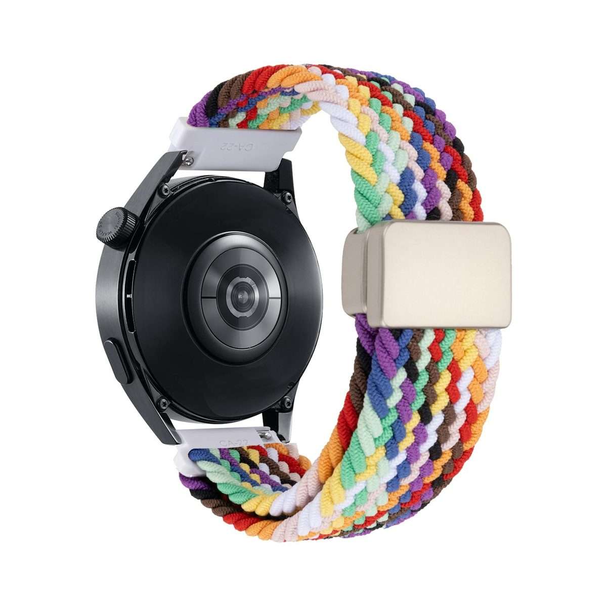 22mm Magnetic Buckle Nylon Braided Watch Band(Rainbow Color)