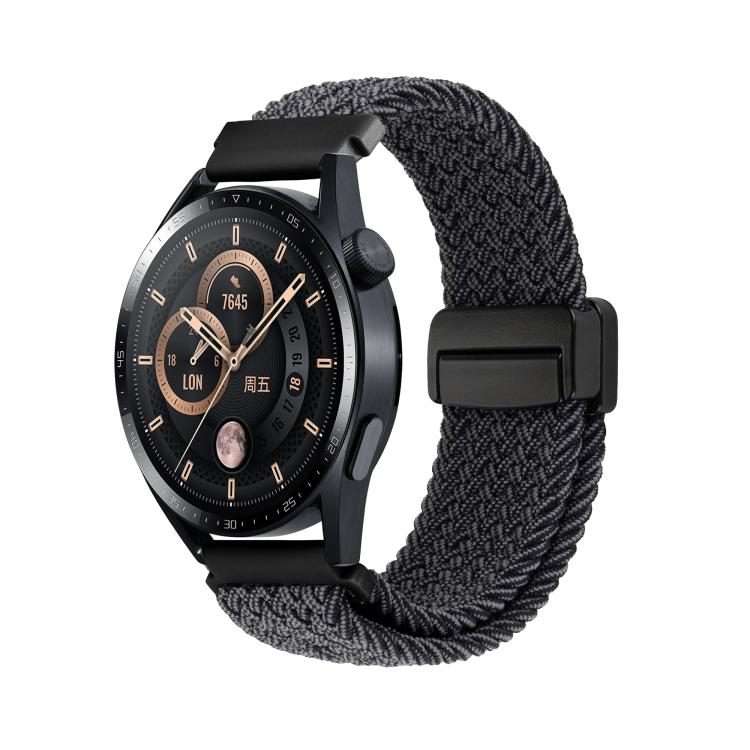 22mm Magnetic Buckle Nylon Braided Watch Band(Duck Down Black)