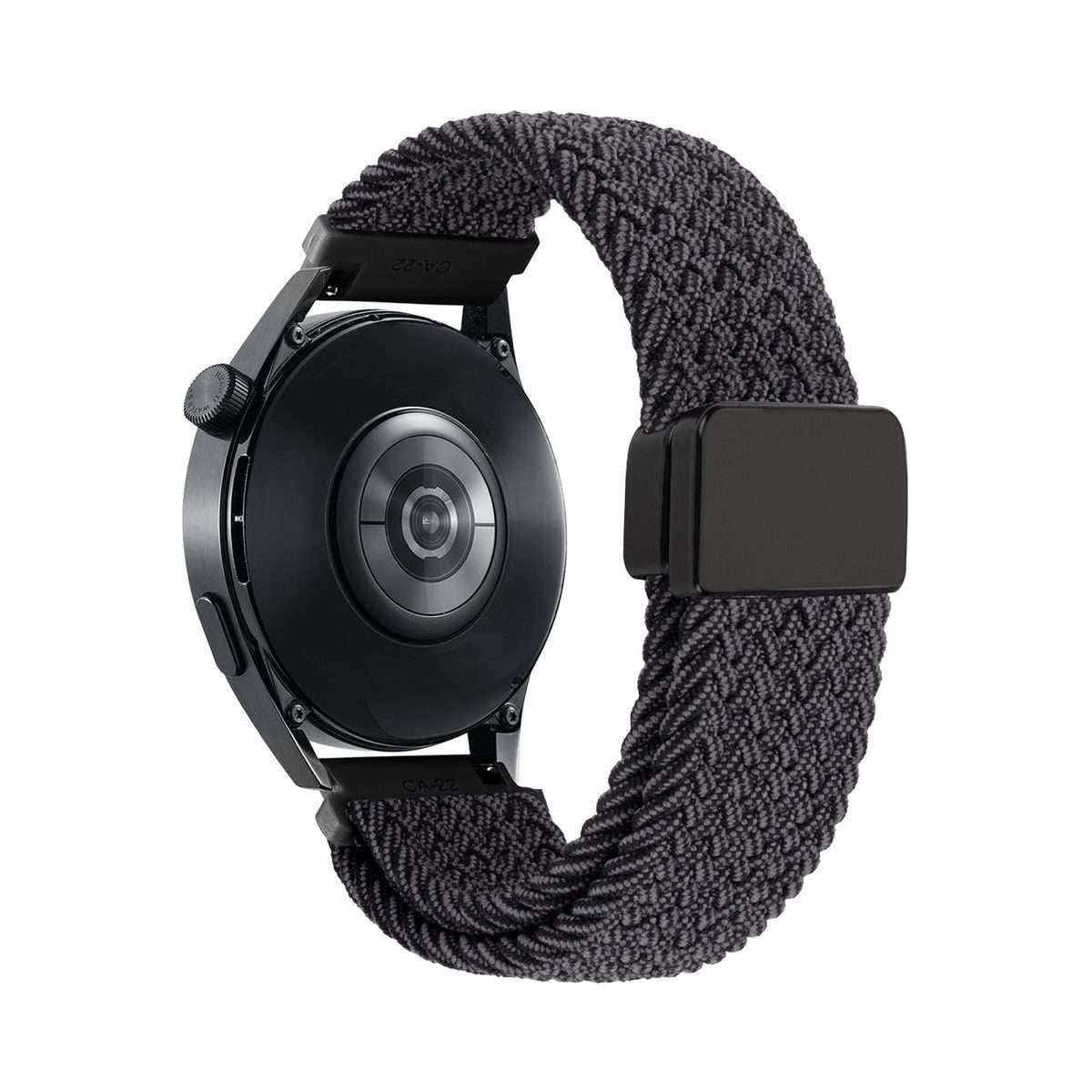 22mm Magnetic Buckle Nylon Braided Watch Band(Duck Down Black)