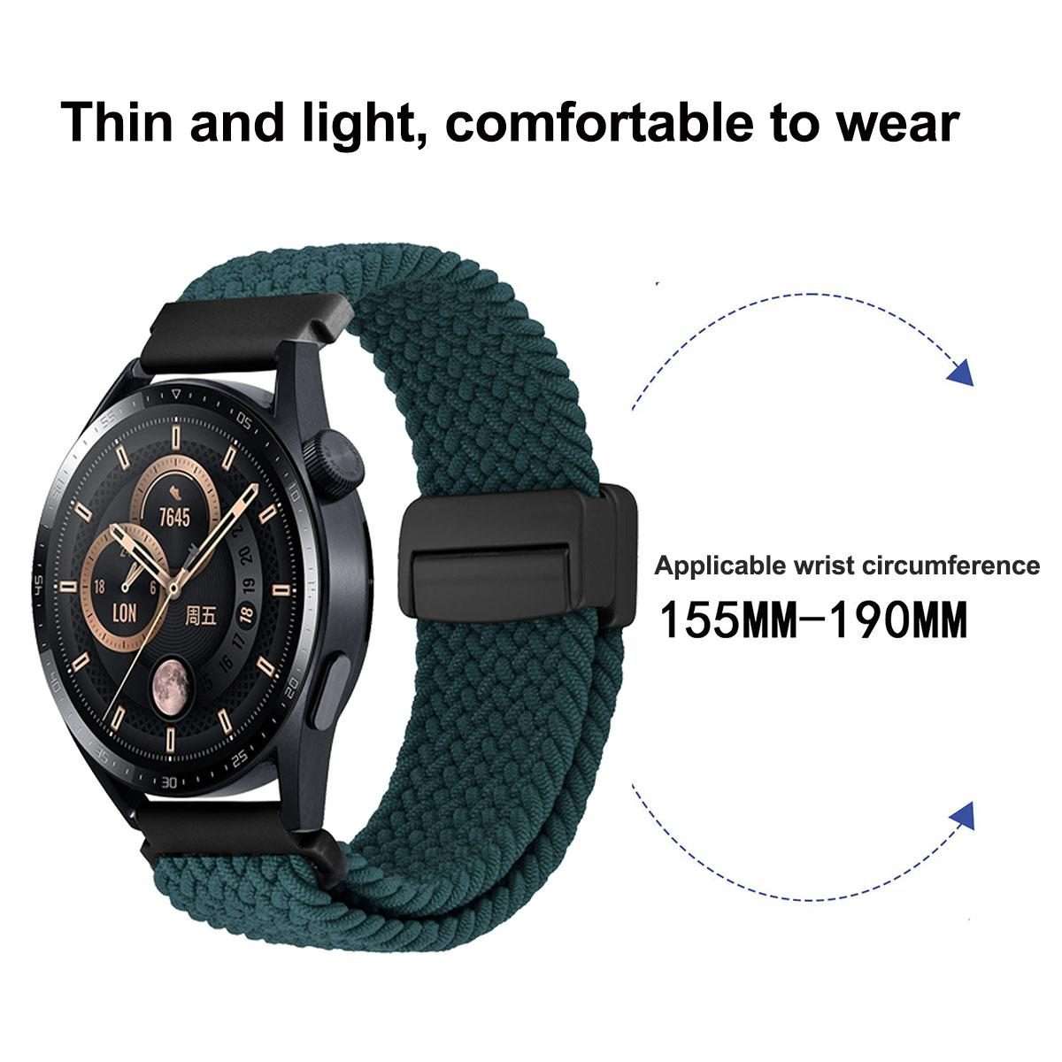 22mm Magnetic Buckle Nylon Braided Watch Band(Duck Down Black)
