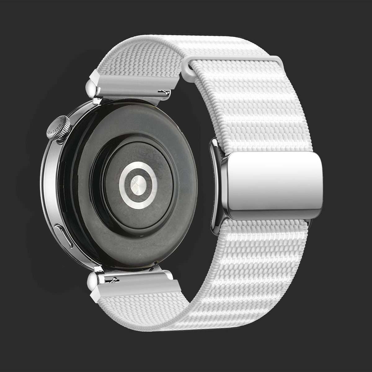18mm Magnetic Buckle Reflective Nylon Watch Band(Reflective White)