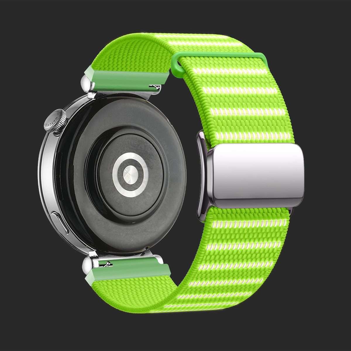 18mm Magnetic Buckle Reflective Nylon Watch Band(Reflective Green)