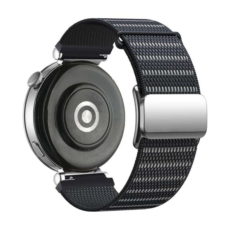 18mm Magnetic Buckle Reflective Nylon Watch Band(Reflective Black)