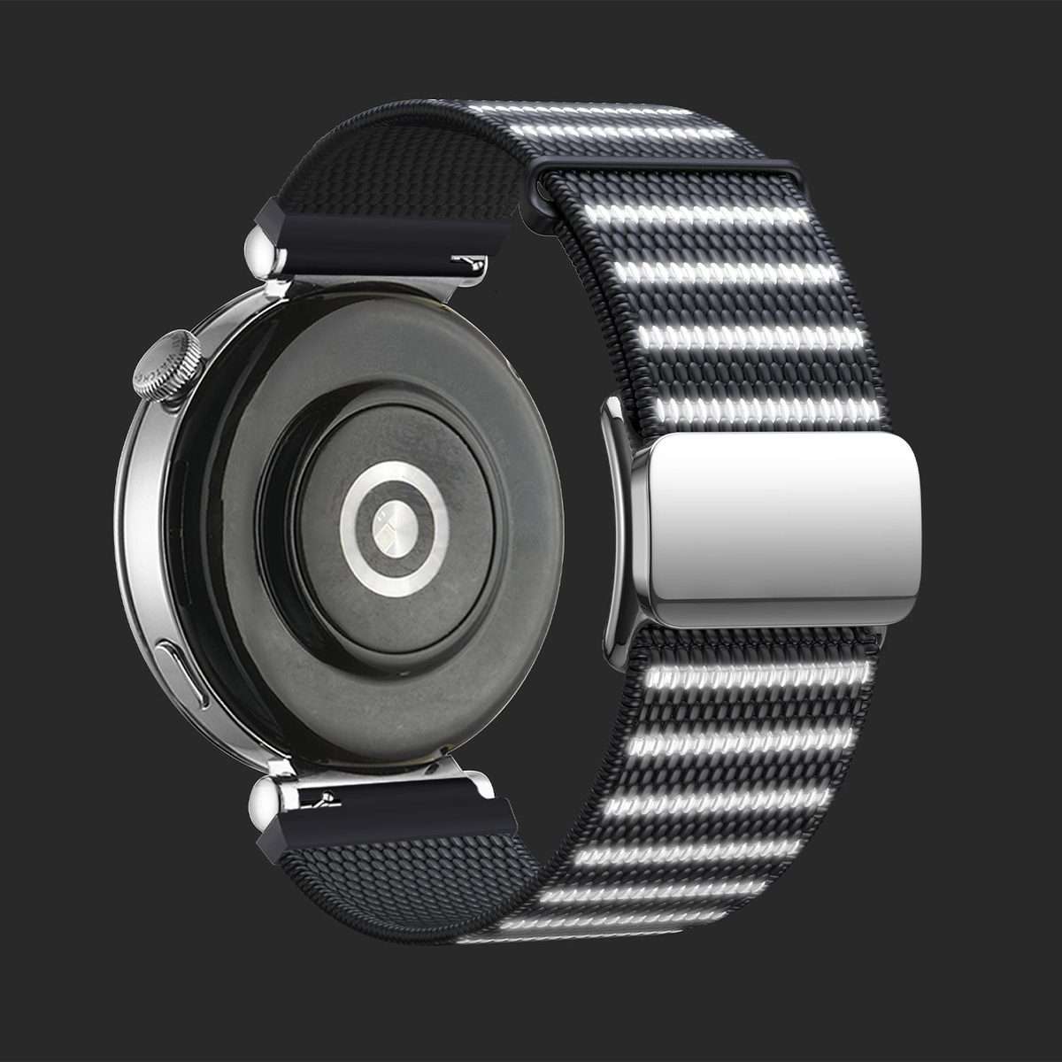 18mm Magnetic Buckle Reflective Nylon Watch Band(Reflective Black)