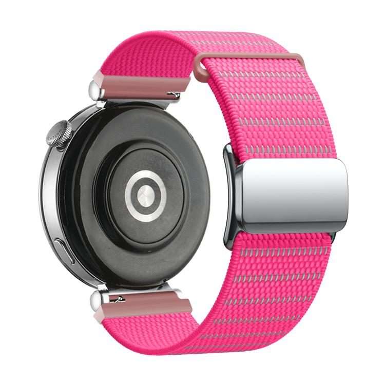18mm Magnetic Buckle Reflective Nylon Watch Band(Reflective Pink)