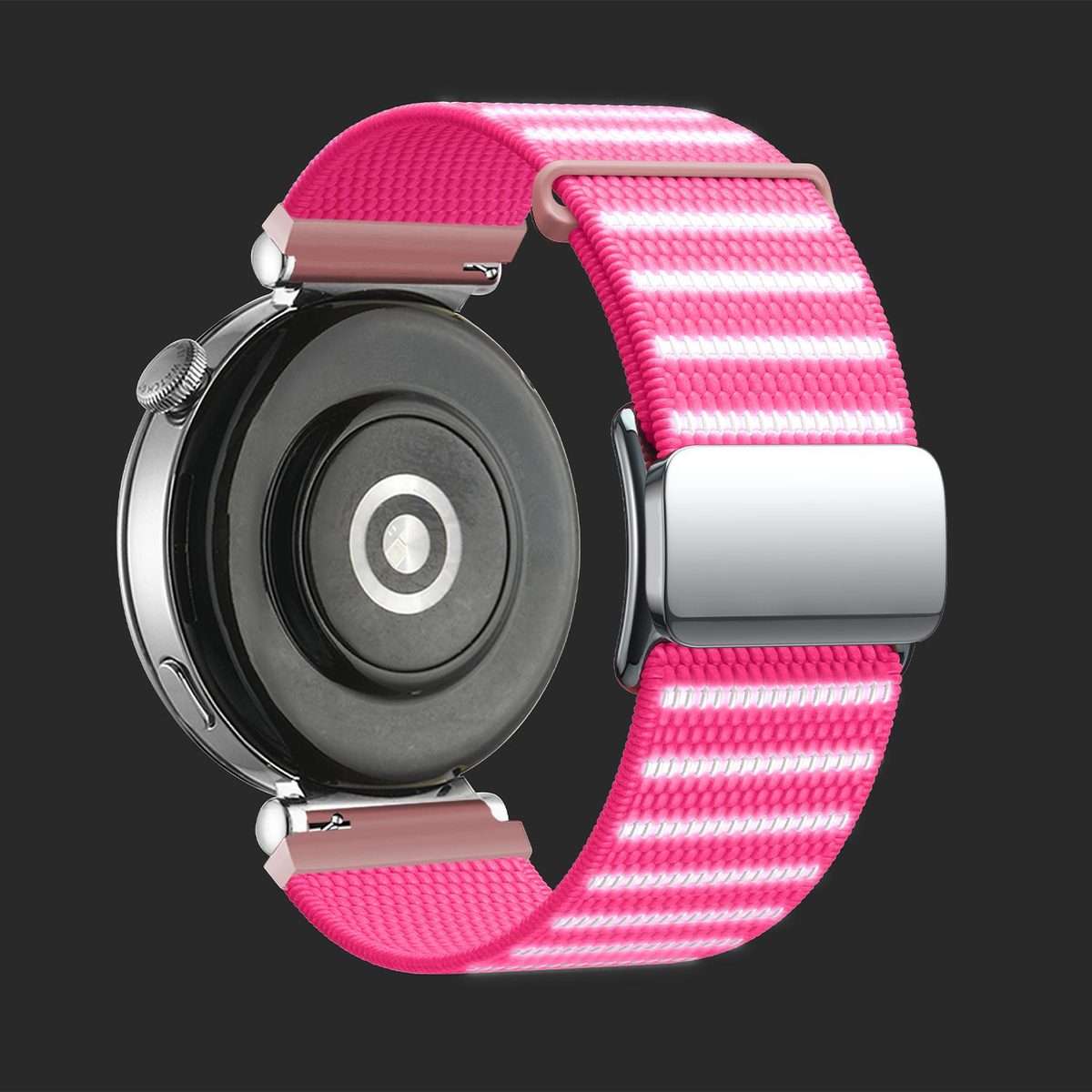 18mm Magnetic Buckle Reflective Nylon Watch Band(Reflective Pink)