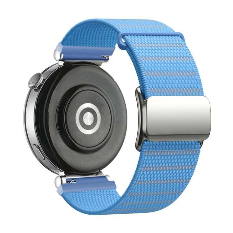 18mm Magnetic Buckle Reflective Nylon Watch Band(Reflective Blue)