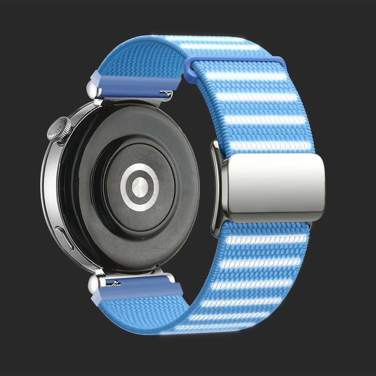 18mm Magnetic Buckle Reflective Nylon Watch Band(Reflective Blue)