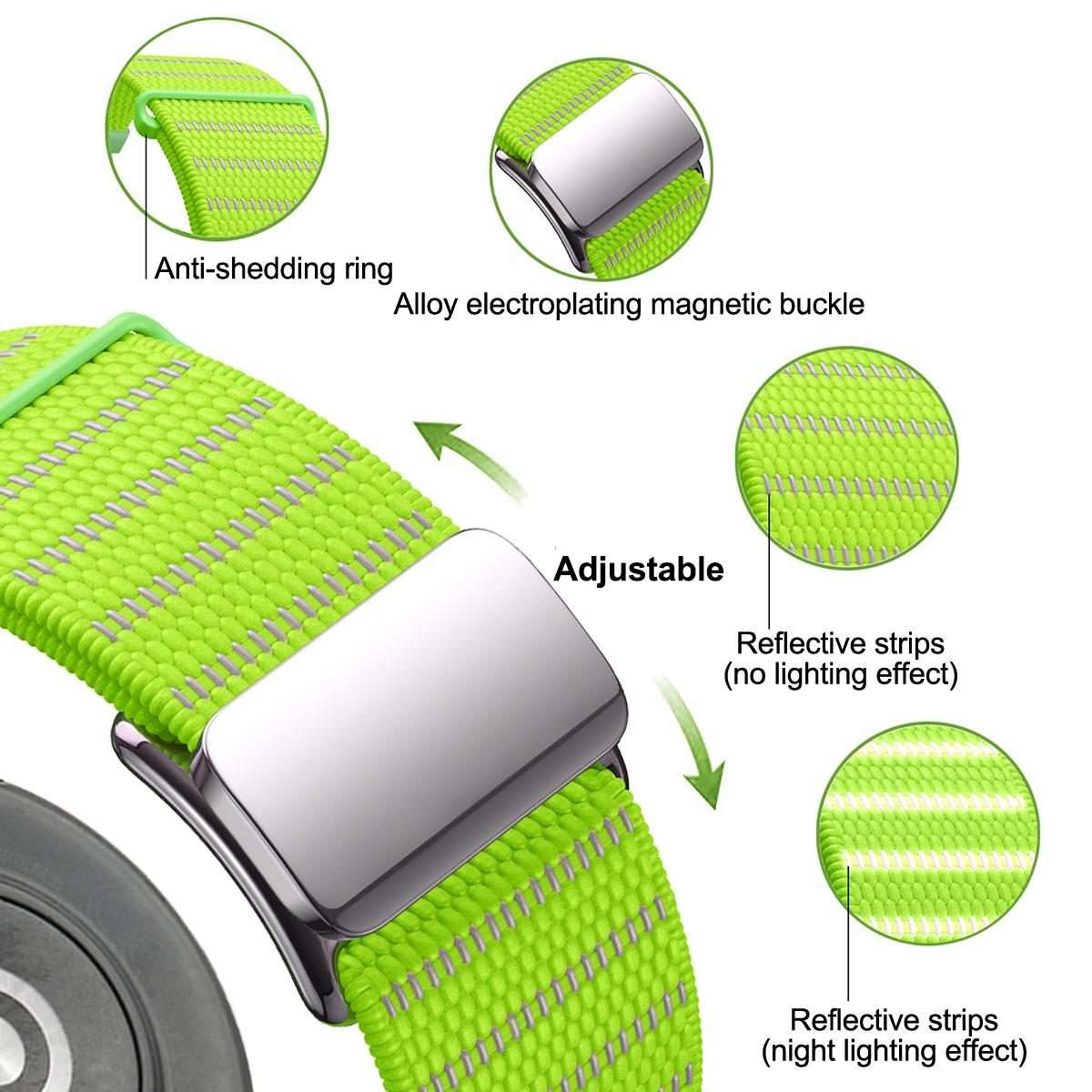 18mm Magnetic Buckle Reflective Nylon Watch Band(Reflective Blue)