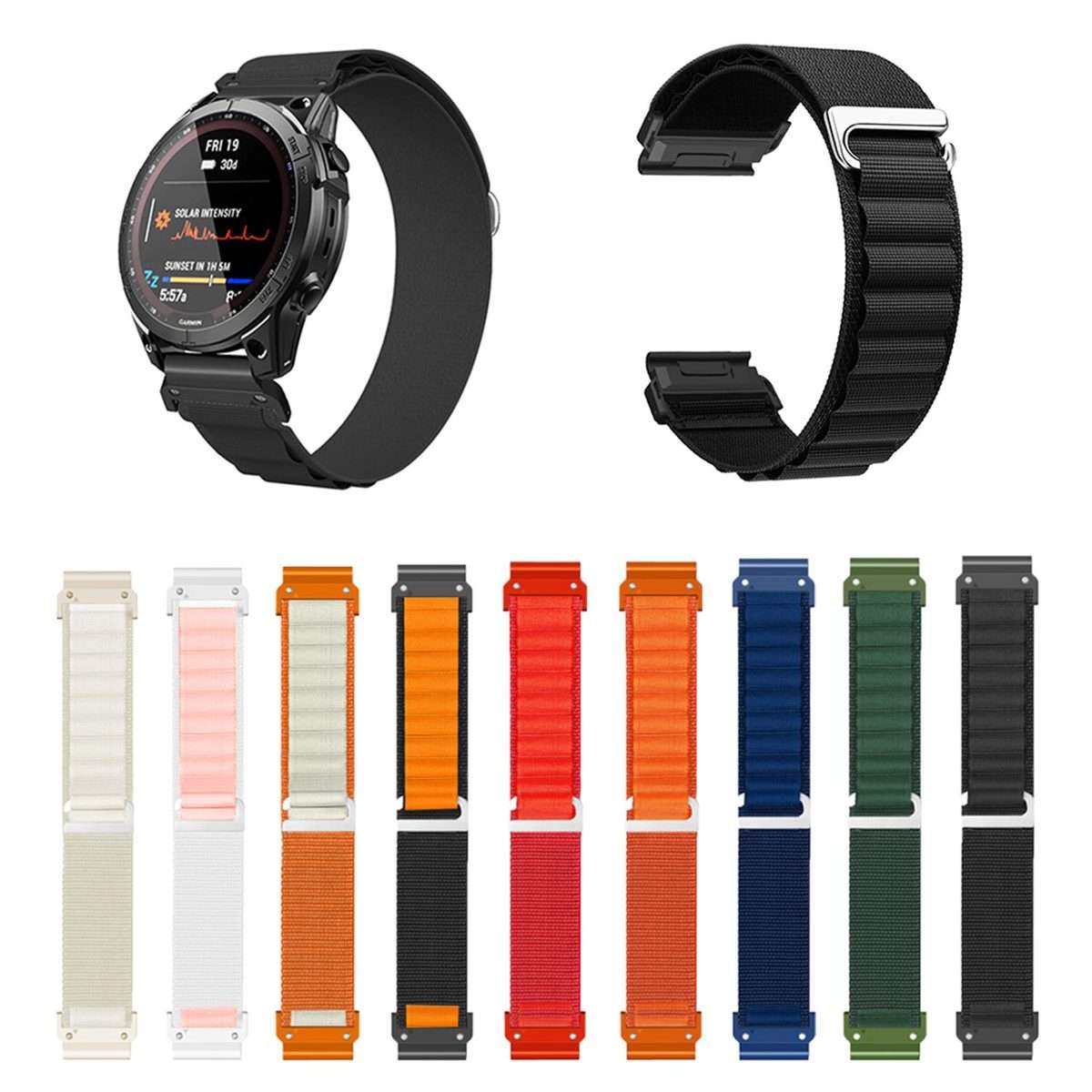 For Gamin 26mm Quick Release Nylon Watch Band(Black)