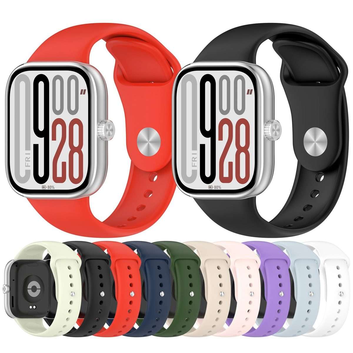 For Redmi Watch 6 / 5 / Xiaomi Band 9 Pro Reverse Buckle Solid Color Silicone Wat ... (Light Blue)